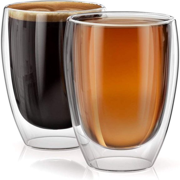 Ultra Clear Double Wall Glass with mboo Insulation Cup Lid Insulated Glass Espresso Mugs Collections (350ML)