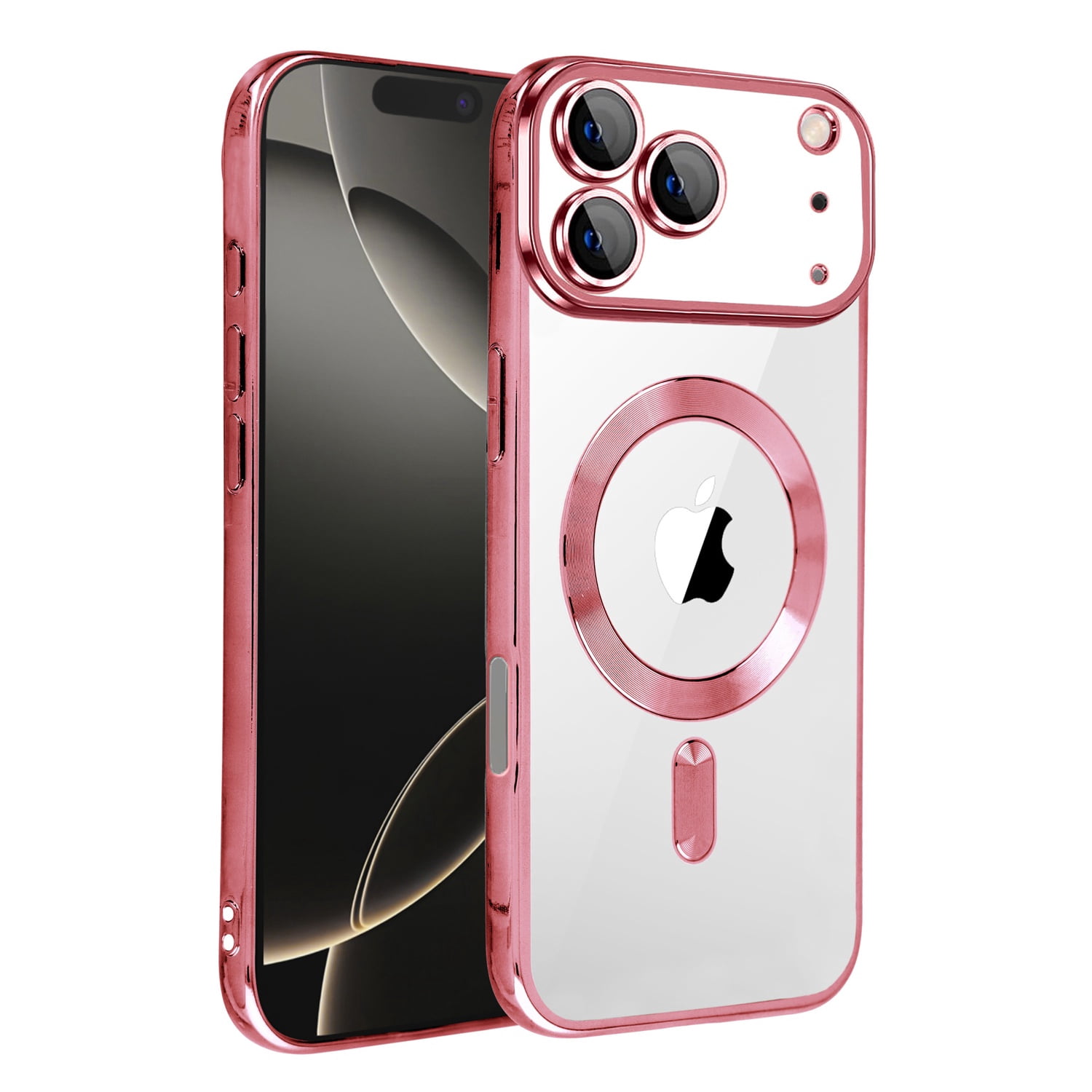 Ultra Clear Shine Case with Wireless Charging Support for iPhone 17 Pro Max - Pink