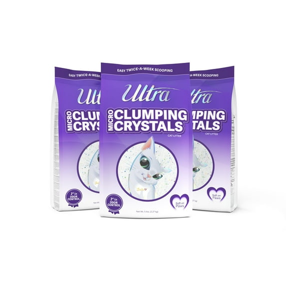 Ultra Clumping Micro Crystals Premium Cat Litter - Dust Free, Soft on Paws, Fragrance Free - 15 Lbs. Total 3pk of 5 Lbs.