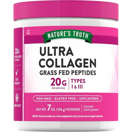 Ultra Collagen Powder | 7 oz | Type I and III | Hydrolyzed Collagen Peptides | Unflavored | by Nature's Truth