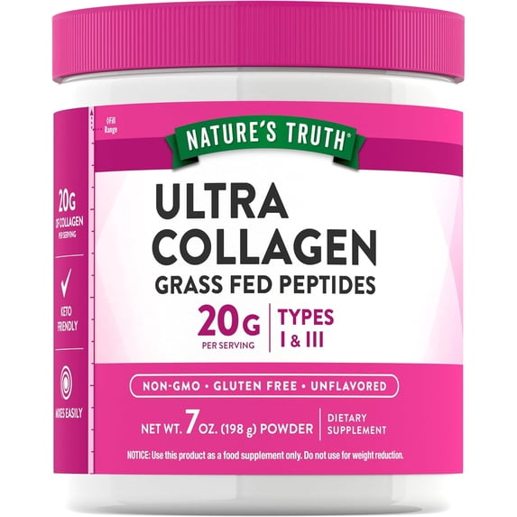 Ultra Collagen Powder | 7 oz | Type I and III | Hydrolyzed Collagen Peptides | Unflavored | by Nature's Truth