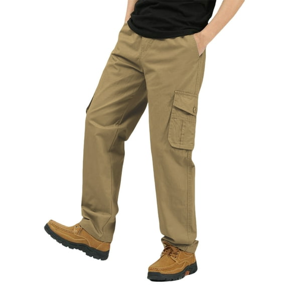 Ultra Comfort Fit Cargo Pants for Men with 5 Practical Pockets, Daily Wear Cotton Cargopants for Casual and Outdoor Activities,Earthy Yellow,M