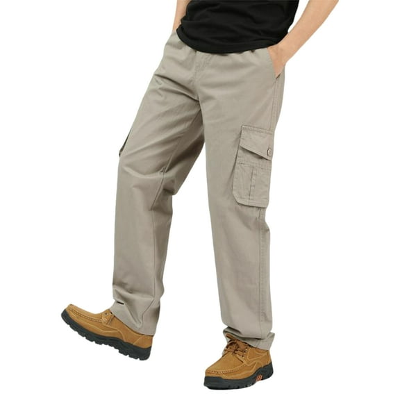 Ultra Comfort Fit Cargo Pants for Men with 5 Practical Pockets, Daily Wear Cotton Cargopants for Casual and Outdoor Activities,Light Gray,M