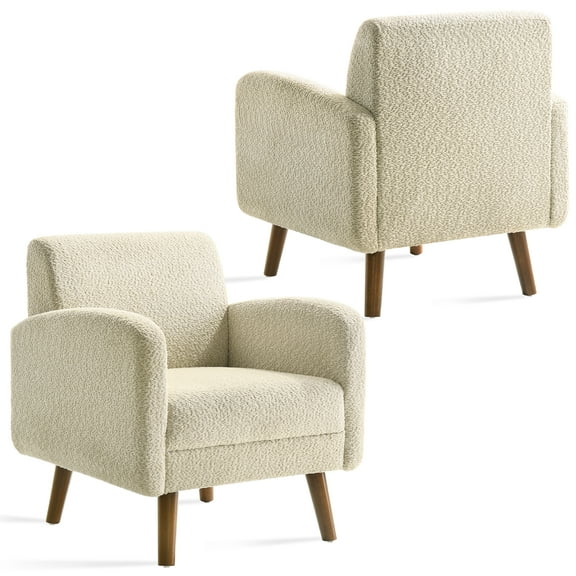 XDECO Modern Accent Chair，Upholstered Reading Sofa Chair with Wood Legs for Living Dining Room Bedroom, Beige