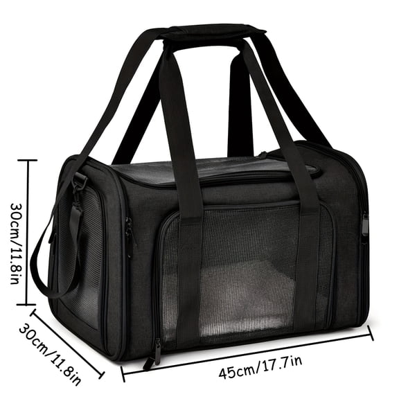 Ultra-Comfy Portable Pet Carrier Bag with Premium Plush Mat, Ventilated Safe Travel Bag for Medium Cats & Small Dogs Up to 15 Lbs, Easy-Carry Pet Travel Companion