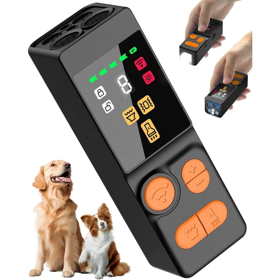 Ultra-Compact 4X Dog Bark Deterrent Devices, Anti Barking Device for Dogs with 10 Modes, 45FT Range, Rechargeable & Humane Ultrasonic Bark Control for Indoor/Outdoor (Black+Orange)