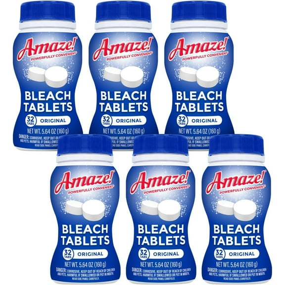 Ultra Concentrated Bleach Tablets [6 bottles] - Original Scent for Laundry, Toilet, and Multipurpose Home ing. No Splash Liquid Alternative