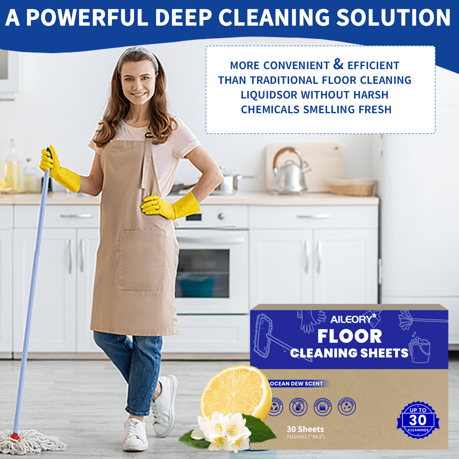 Ultra Concentrated Floor Cleaner: 30 Natural, 100% Dissolvable Sheets ...