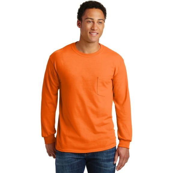 Ultra Cotton 100% Cotton Long Sleeve T-Shirt with Pocket