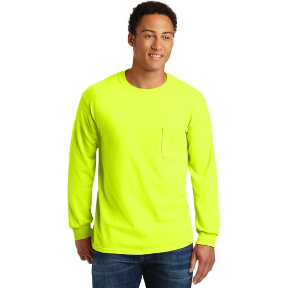 Ultra Cotton 100% Cotton Long Sleeve T-Shirt with Pocket