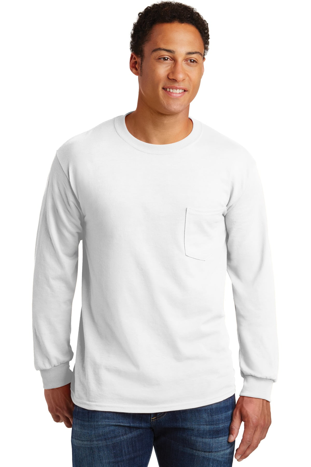 Ultra Cotton 100% Cotton Long Sleeve T-Shirt with Pocket - Walmart.com