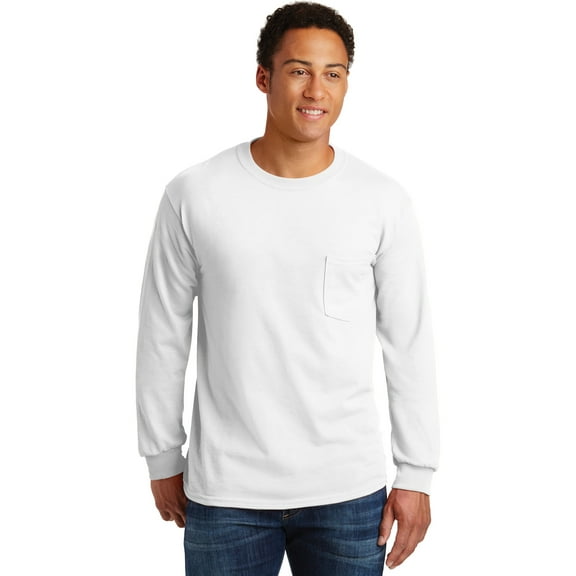 Ultra Cotton 100% Cotton Long Sleeve T-Shirt with Pocket