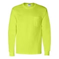 thumbnail image 1 of Ultra Cotton Long Sleeve Pocket T-Shirt, L, Safety Green, 1 of 3