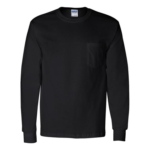 Ultra Cotton Long Sleeve Pocket T-Shirt, M, Black