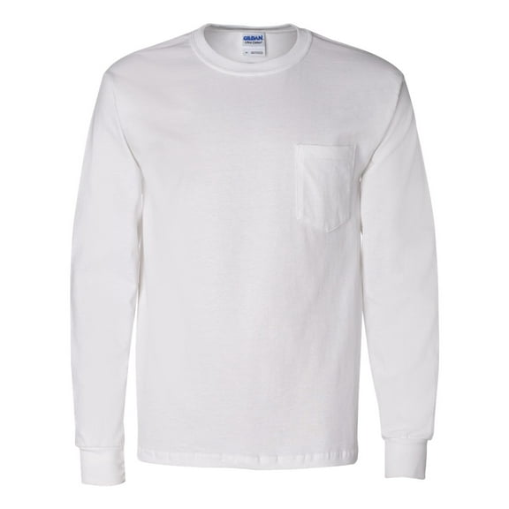 Ultra Cotton Long Sleeve Pocket T-Shirt, M, White