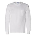 thumbnail image 1 of Ultra Cotton Long Sleeve Pocket T-Shirt, S, White, 1 of 3