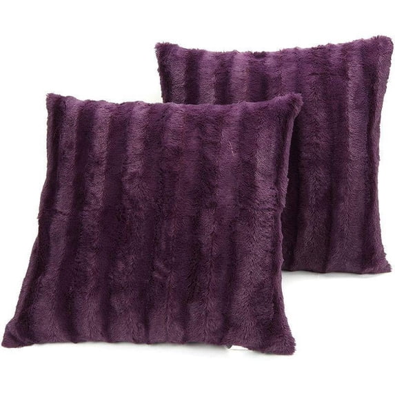 Ultra Cozy Faux Fur Microplush Decorative Reversible Throw Pillows - 2 Pack
