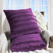 Ultra Cozy Faux Fur Microplush Decorative Reversible Throw Pillows - 2 Pack