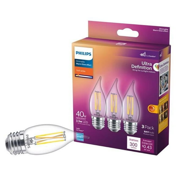 Ultra Definition BA11 E26 Medium LED Bulb, Soft White - 40W Equivalence - Pack of 3