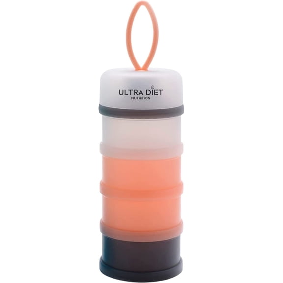 Ultra Diet Portion Control Container Set, Stackable and Detachable, Leak-Proof, Ideal for Weight Control or Storing Food, Snacks or Protein Powders, Bariatric Friendly, 6 Pieces Total