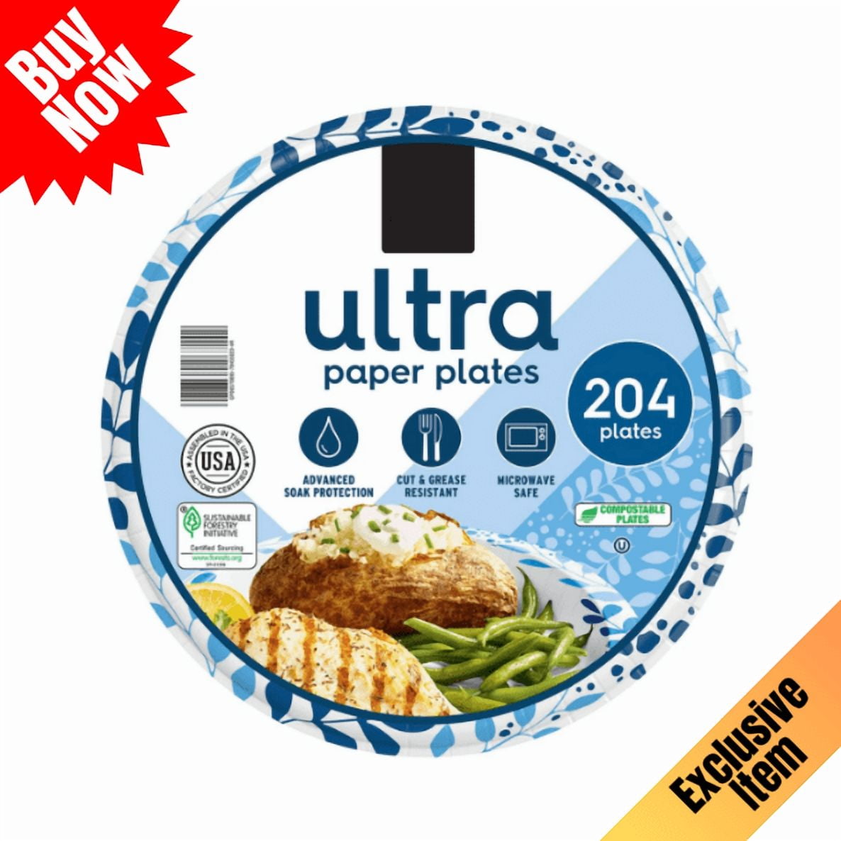 Ultra Dinner Paper Plates, 10 Inch, 204 Count - Walmart.com