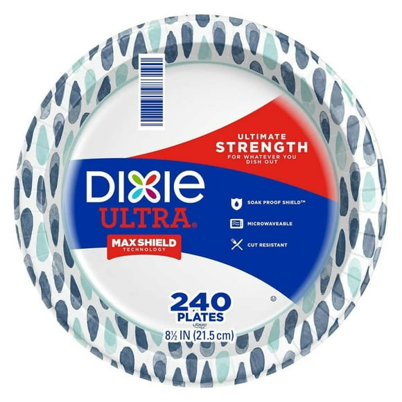 Ultra Disposable Paper Plates, 8  inch, Lunch or Light Dinner Size Printed Disposable Plates, 240-count