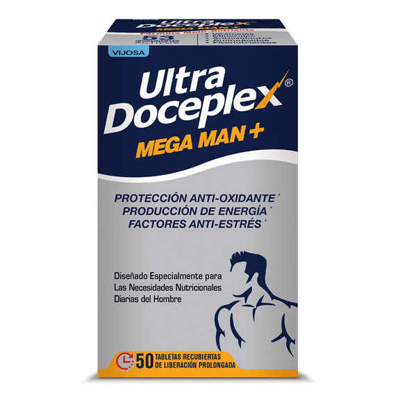 Ultra Doceplex Mega Man+ 50 Prolonged-Release Tablets Antioxidant Support, Energy Production, Stress Relief, and Daily Nutritional Support for Men