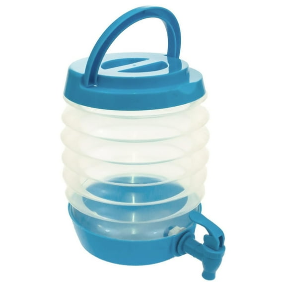 Plastic Drink Pitcher, Foldable Water Storage Container with Spigot, Large Capacity Water Pitcher With Tap Chiller Screw Top Soft Drinks Dispenser For Barbecue Parties Camping, Hiking (Blue, 3.5L)