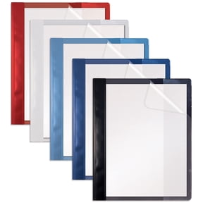 Ultra Durable Clear Front Report Covers, 25 Per Box, Letter Size, Assorted Colors, Poly Back Cover, with Fasteners, Lay Flat, by Better Office Products, Box of 25