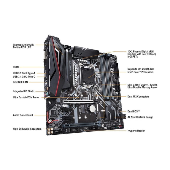 Ultra Durable Z390 M GAMING Desktop Motherboard - Intel Z390 Chipset - Socket H4 LGA-1151