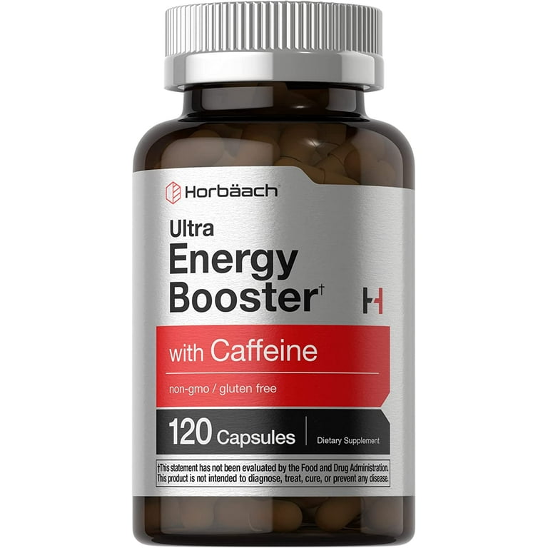 Ultra Energy Supplement | 120 Capsules | With Caffeine & Vitamin B12 | By Horbaach