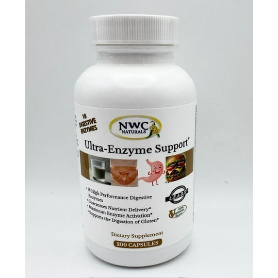 NWC Naturals Ultra-Enzyme Support dietary supplement 200 count capsules for digestion