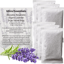 Ultra Essentials Lavender Dryer Bags, 6 Organic Sachets for Drawers and Closets
