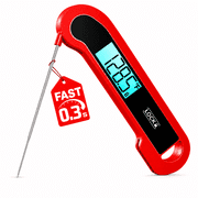 Ultra-Fast Digital Meat Thermometer with Battery, 0.3 Sec Instant Read Food Thermometer, ±0.5°F Precision, Auto-Rotating Backlit Display, Waterproof Probe for G