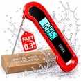 thumbnail image 1 of Ultra-Fast Digital Meat Thermometer with Battery, 0.3 Sec Instant Read Food Thermometer, ±0.5°F Precision, Auto-Rotating Backlit Display, Waterproof Probe for Grill BBQ Air Fryer, Red, 1 of 7