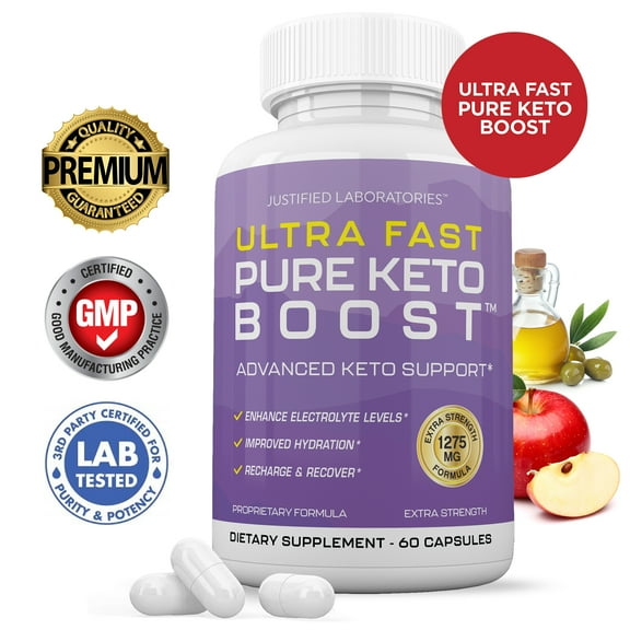 Ultra Fast Pure Keto ACV Pills 1275mg Alternative to Gummies Dietary Supplement 60 Capsules