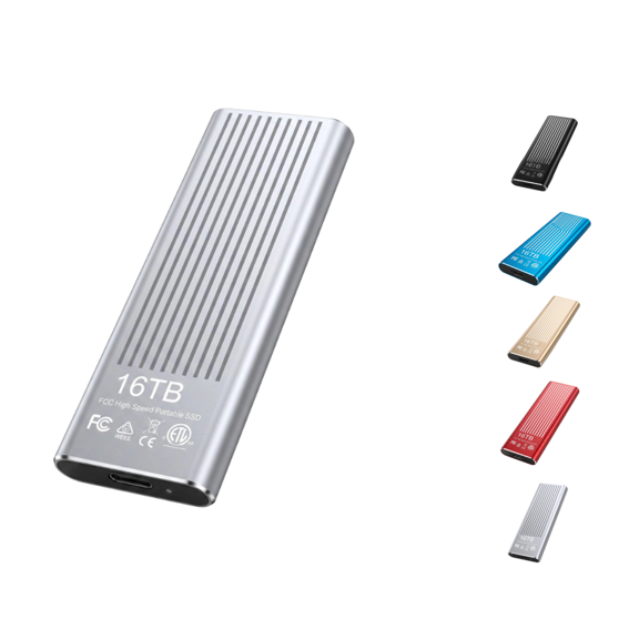 Ultra Fast Solid State Storage Drive, Large Capacity Type C Portable Mini SSD For Laptops, Shockproof External Hard Drive For Data Backup, Silver, 1pc