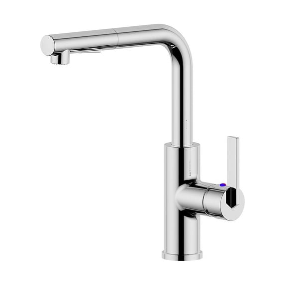Ultra Faucets UF13700 Polished Chrome Hena Collection Single-Handle Kitchen Faucet With Pull-Out Spray