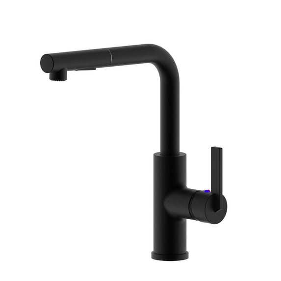 Ultra Faucets UF13707 Matte Black Hena Collection Single-Handle Kitchen Faucet With Pull-Out Spray