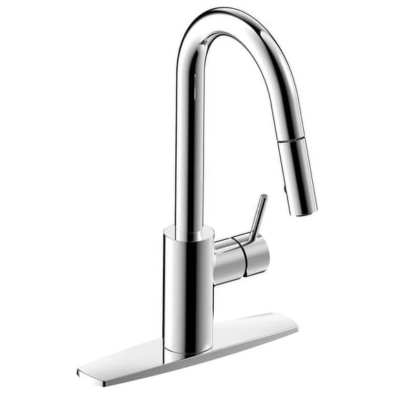 Ultra Faucets UF14900 Polished Chrome Euro Collection Single-Handle Kitchen Faucet With Pull-Down Spray
