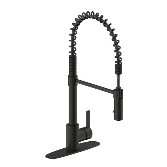 Ultra Faucets UF17407 Matte Black Euro Collection Single-Handle Spring Spout Kitchen Faucet