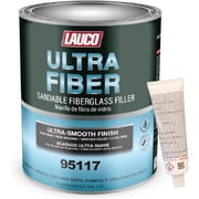 Fiberglass Auto Body Filler LAUCO Ultra Fiber Sandable, Bridges Holes, Water Resistant, Lightweight Filler for Fiberglass, Steel, Plastics, Base Color of Yellow-Green, 3 Liters + 1 Hardener- 95117