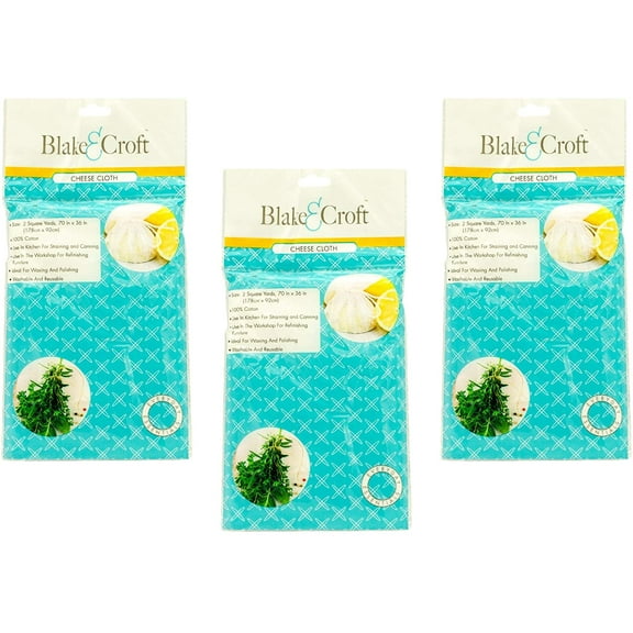 Ultra Fine Cheesecloth (3 Pack) 100% Cotton - 2 Square Yards, 70 x 36 Inches Each by Blake & Croft