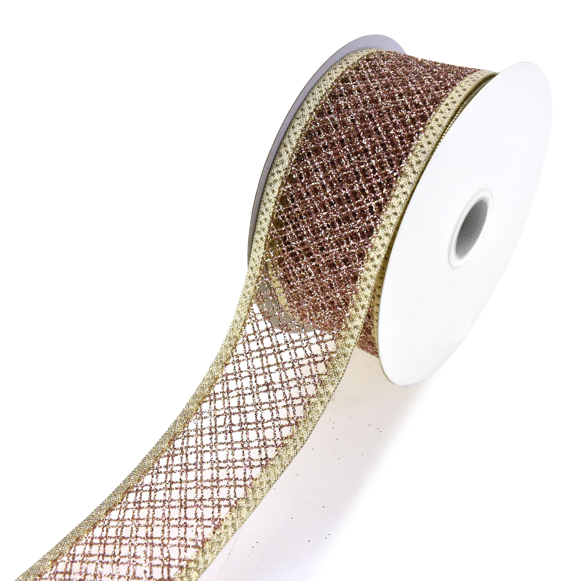 Webbed Ribbon Ultra Fine Glitter Webbed Wired Ribbon, Rose Gold, 1-1/2-Inch - Walmart.com