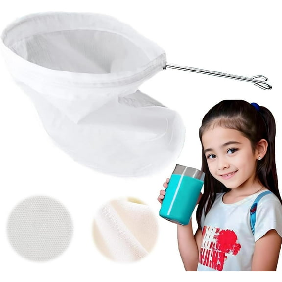 Ultra Fine Mesh Strainer Bags, Cheese Cloths For Straining Cheese Cloth Cheesecloth for Straining Reusable 180 Mesh Steel Handle Frame ​ (Ultra Dense-Diameter 5.31* Height 9.84)