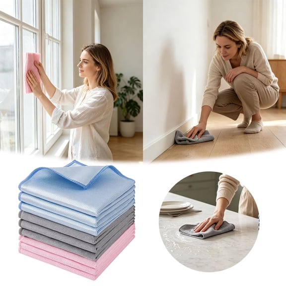 Ultra Fine Microfiber Cleaning Cloths Streak Free Reusable Towels Multi-Surface Lint Free Absorbent Wipes for Glass Window Stainless Steel Screen Kitchen Home
