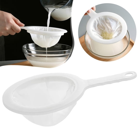 Ultra-Fine Nylon Mesh Strainer- Clearance, Mini Kitchen Colander for Coffee, Milk, Yogurt, Juice - Non-Slip Handle & Hanging Hole (400 Mesh)