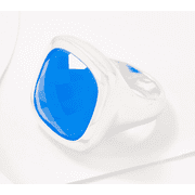 Ultra Fine Silver Bold Faceted Blue Gemstone Solitaire Ring Size 6