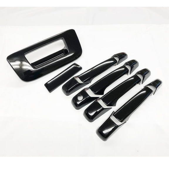Ultra Finish GLOSSY-BLACK Series 12pcs Door Handle Covers + 1pcs Tailgate Cover Compatible With 2007-2013 Chevrolet Silverado+Suburban+Tahoe+Avalanche GMC Sierra+Yukon Cadillac Escalade
