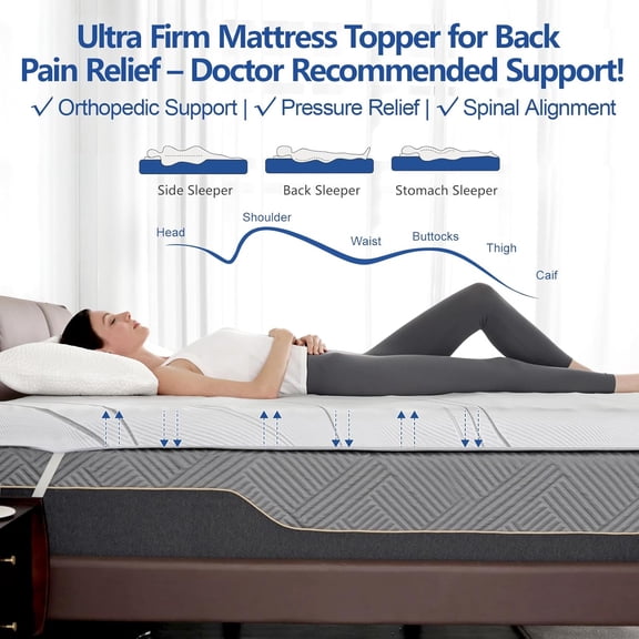 Ultra Firm Mattress Topper King Size, 3 Inch Extra Firm Mattress Pad for Pain Relief, High Density Support Bed Topper with Removable & Washable Cover, CertiPUR-US, No Smell